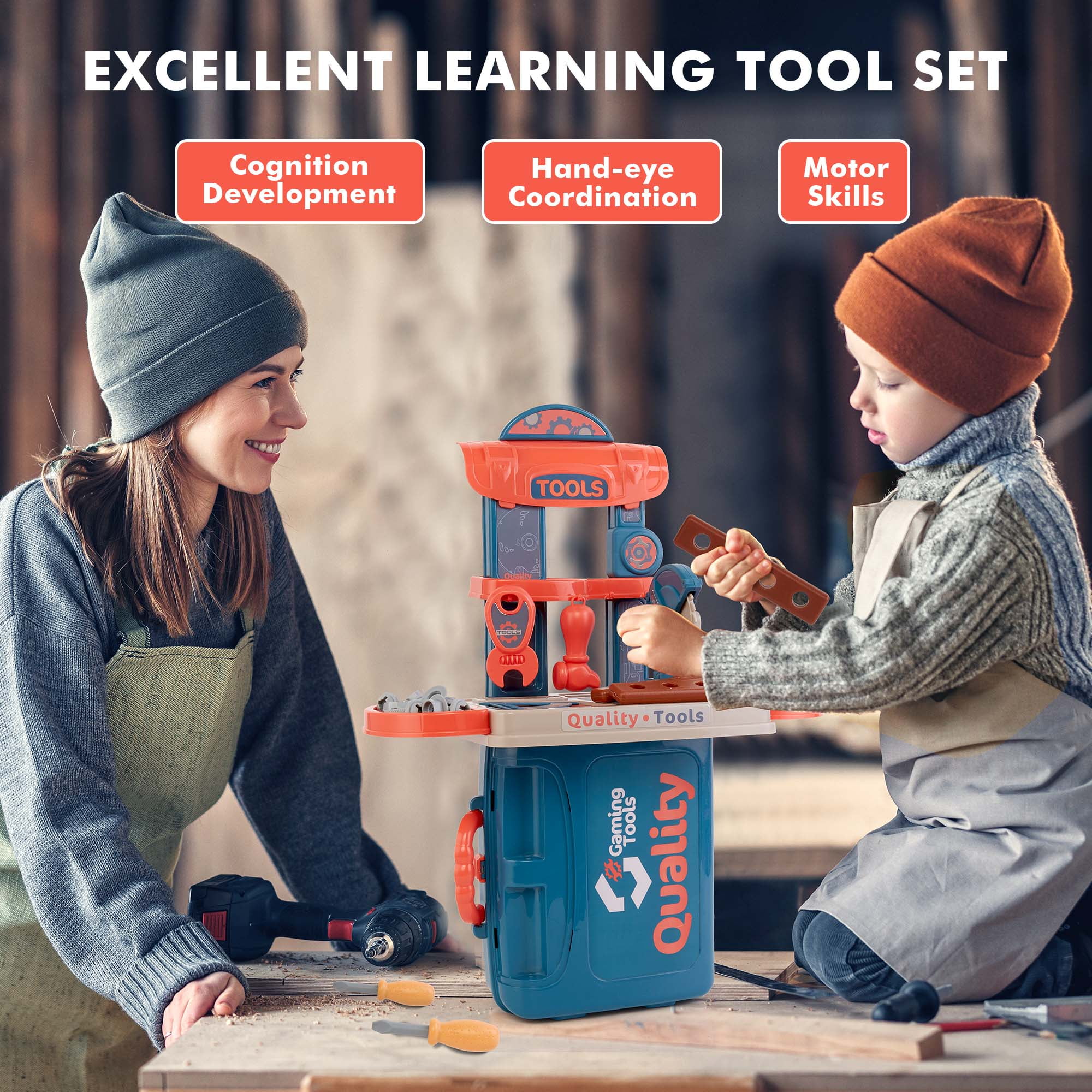 Playkidz Tool Set for Kids w/ Construction Hard Hat, 20 Piece+ Boys & Girls Tool  Kit Toy Playset, Measuring Tape, Electric Power Drill, Hammer & Other  Realistic Accessories, Ages 3+ - Toys 4 U