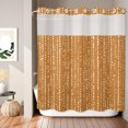 thumbnail image 2 of No Hook Shower Curtain, Abstract Polka Dot Shower Curtains for Bathroom with See Through Top Window, Geometric Dotted Stripes Retro Ginger Waterproof & Washable Bath Curtain Standard 72"x72", 2 of 9