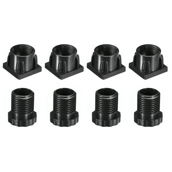 4Pack Inserts for Square Tubes with Leveling Feet, for 25x25mm Dia Square Tube, Black Plastic Furniture Chair Leg Plug