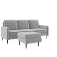Queer Eye Wimberly Pillowback Sofa Sectional, Light Gray Velvet