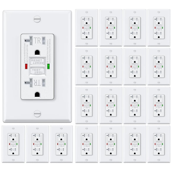 GFCI Outlets ELECTECK, paquete de 20 amperios, resistente a manipulaciones, color blanco