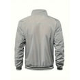 thumbnail image 2 of Stripe Edge Bomber Jacket, Men's Casual Stand Collar Zip Up Jacket For Spring Summer Outdoor, 2 of 5