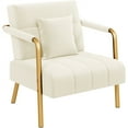 thumbnail image 2 of Yaheetech Oversized Velvet Accent Armchair with Gold Metal Frame, Beige, 2 of 7
