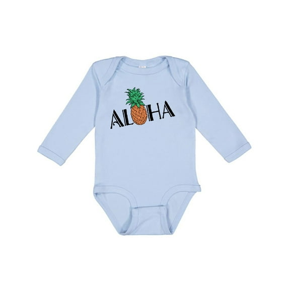 Inktastic Aloha- with pineapple Boys or Girls Long Sleeve Baby Bodysuit