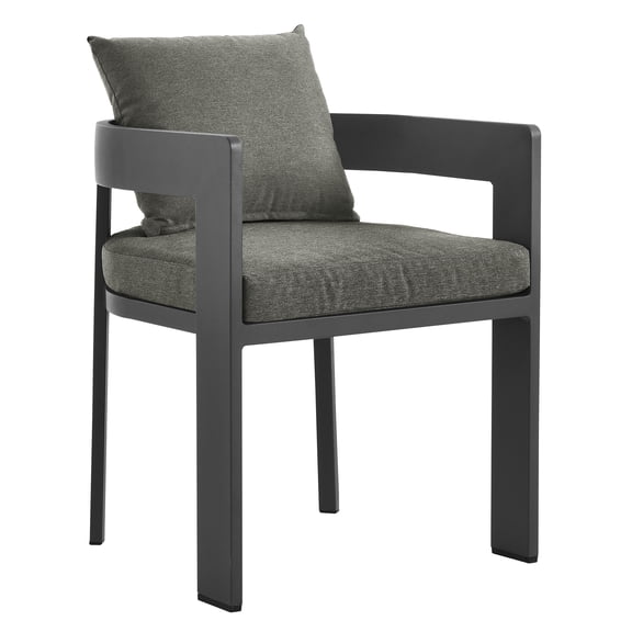 Dining Side Chair, Dark Gray, Aluminum, Outdoor Patio Balcony Cafe Bistro Garden Hospitality Restaurant, Modern Contemporary, HB37491