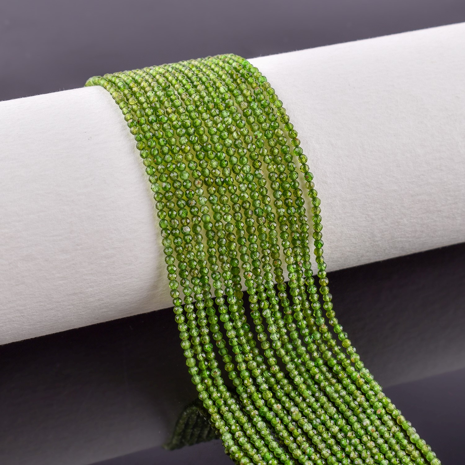QNAVIC Natural Chrome Diopside Gemstone Micro Faceted Rounds Beads Strand Drilled Stone Chakra Healing Crystals DIY Jewelry Making Wholesale Bulk Loose Supply Strand 30 Centimeter (1 Strand)