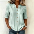 thumbnail image 7 of cocolona Womens Collared Shirt Summer Striped Short Sleeve Button Tops Dressy Casual Business Outfits Blouses, 7 of 7