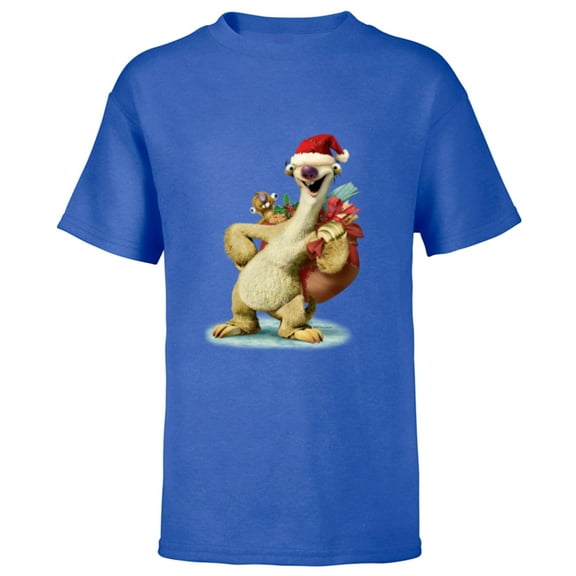 Ice Age Sid Prehistoric Santa for Christmas Holiday - Short Sleeve T-Shirt for Kids - Customized-Royal