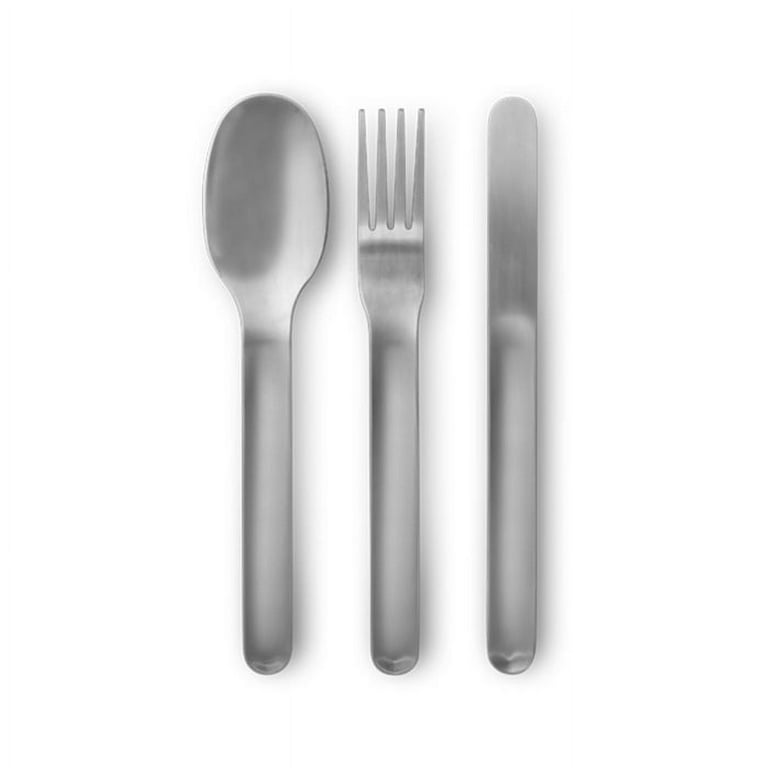  BLACK + BLUM Nesting Cutlery Set 3 Piece Stainless Steel  Compact Travel Cutlery Set (Knife, Fork, and Spoon) Portable Tableware with  Snap Shut Case, Silver: Home & Kitchen