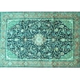 thumbnail image 1 of Ahgly Company Machine Washable Indoor Rectangle Medallion Turquoise Blue Traditional Area Rugs, 6' x 9', 1 of 4