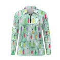thumbnail image 4 of Yuyamidu Colorful Lights Long Sleeve Golf Shirts for Woman Snowflake Athletic Tennis Shirts Green Quarter Zip Workout T shirts Lightweight Pullover Golf Tops Size XL, 4 of 8