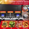 thumbnail image 6 of 3-Burner Propane Camping Stove 20000 BTUs, Portable Camp Stove with 3 Adjustable Burners and Push-Button Instant Ignition, Portable Camping Grill, Built-in Carrying Handle, 6 of 7