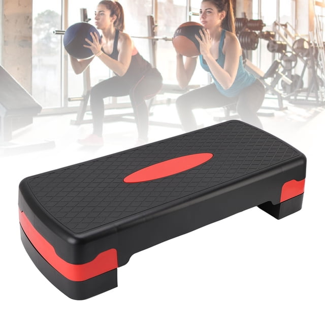 Exercise Step Platform, Adjustable Height Aerobic Exercise Step Platform Compact Effective Practical for Hip Training Black Red