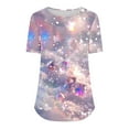 thumbnail image 6 of T-Shirts for Women Short Sleeve Fashion Colorful Print Plus Size Shirts Summer Clothing Tops Women's New Round Neck Pullover Chest Pleated Casual Top, 6 of 6
