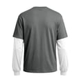 thumbnail image 4 of Men's Fake 2-Piece Layered Solid Shirts Casual Pullover Dark Gray XL, 4 of 6