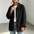 thumbnail image 2 of Corduroy Jacket for Women Collar Pockets Long Sleeve Shirts Fashion Vintage Tunic Outerwear Coat, 2 of 9
