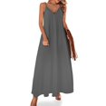 thumbnail image 1 of Vestido gris oscuro sin mangas, vestido de noche para mujer, vestidos de verano para mujer , mono de verano para mujer, vestidos africanos para mujer, 1 of 7