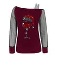 thumbnail image 4 of Women Christmas Outfit Off Shoulder Long Sleeve T Shirt with Elegant Lace Detail for Daily Wear and Comfortable Casual Outfit Red M, 4 of 4