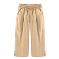 thumbnail image 4 of ZyeKqe Cotton Lien Capri Pants for Women High Waisted Capris Straight Wide Leg Summer Cropped Beach Trousers, 4 of 4