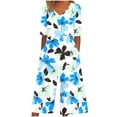thumbnail image 1 of Pantalones de vestido casual para las mujeres de verano estampado floral manga corta cuello en V cremallera lateral bolsillo pantalones de mono, 1 of 5