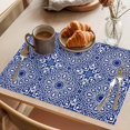 thumbnail image 3 of Navy Blue Placemats Set of 8 Traditional Tribal Abstract Geometric Art Place Mats Indoor Wipeable Table Mats Washable Cloth Dining Table Placemats for Kitchen Holiday Party Home Decor 13x19 Inch, 3 of 9