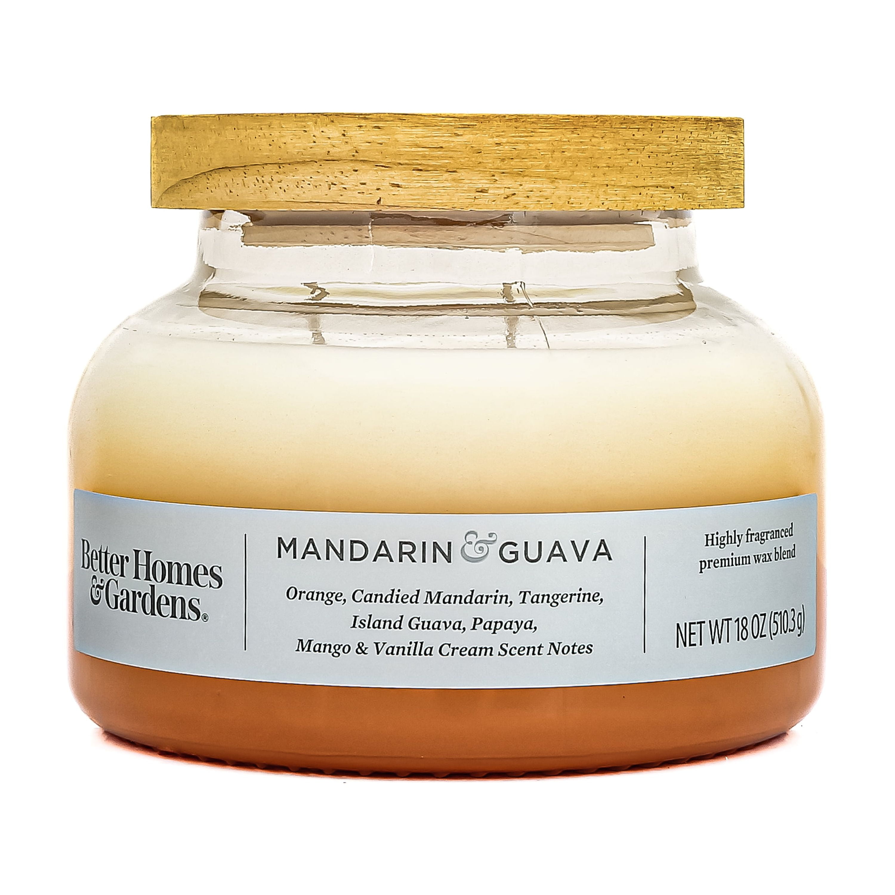 (2 pack) Better Homes & Gardens Mandarin & Guava Scented 2-Wick 18oz Ombre Bell Jar Candle