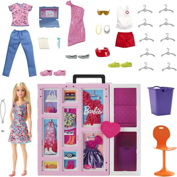 Barbie Doll and Dream Closet Set with Clothes and Accessories