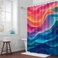 thumbnail image 5 of Ombre Purple Blue Wave Fabric Shower Curtain Abstract Stripes Washable Shower Curtains for Bathroom, Waterproof Bath Curtain with Hooks Home Decor 36x72in, 5 of 8