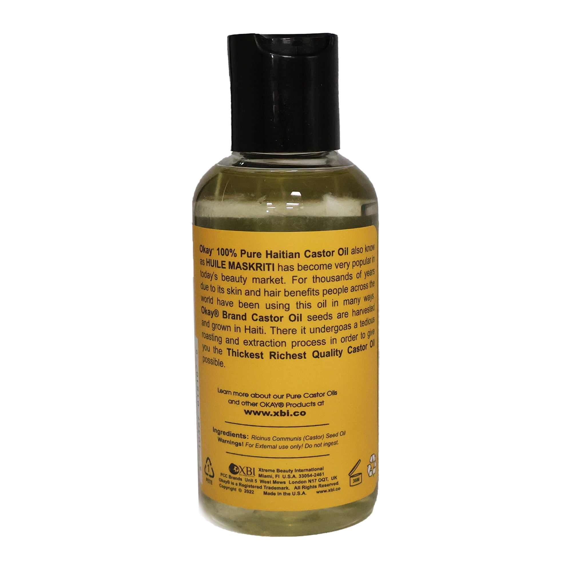 Okay Hair Skin Oil 100 Pure Castor Oil Haitian, 4 Oz., Pack of 3