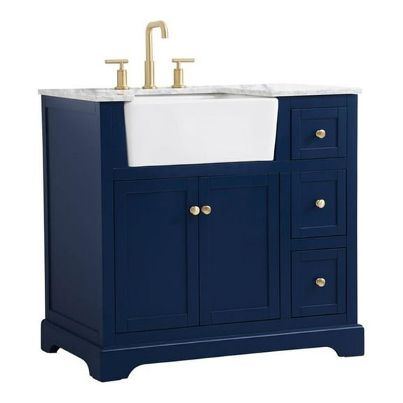 36 inch single bathroom vanity in blue
