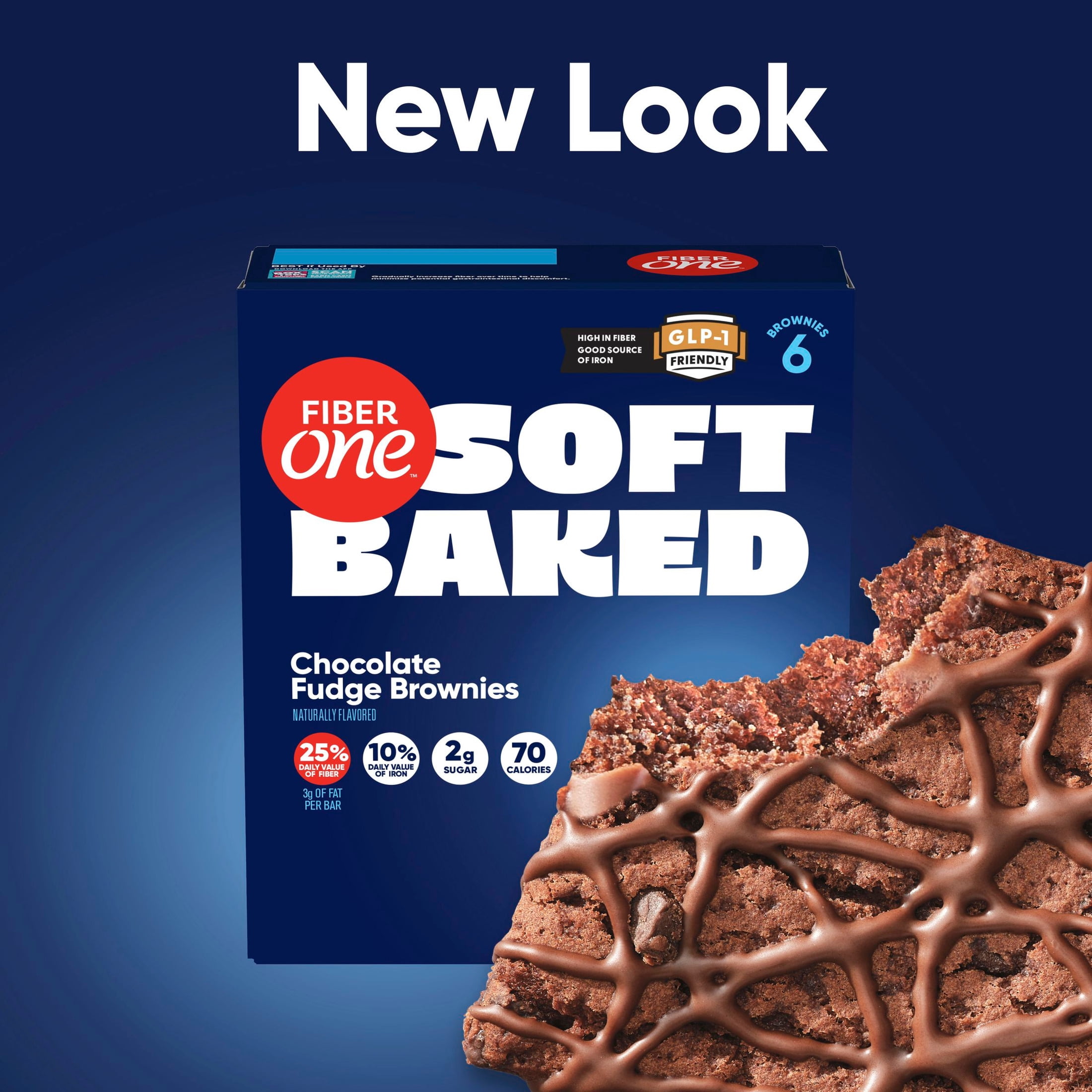 Fiber One Soft Baked Chocolate Fudge Brownies, Fiber Snacks, 6 Ct, 5.34 oz