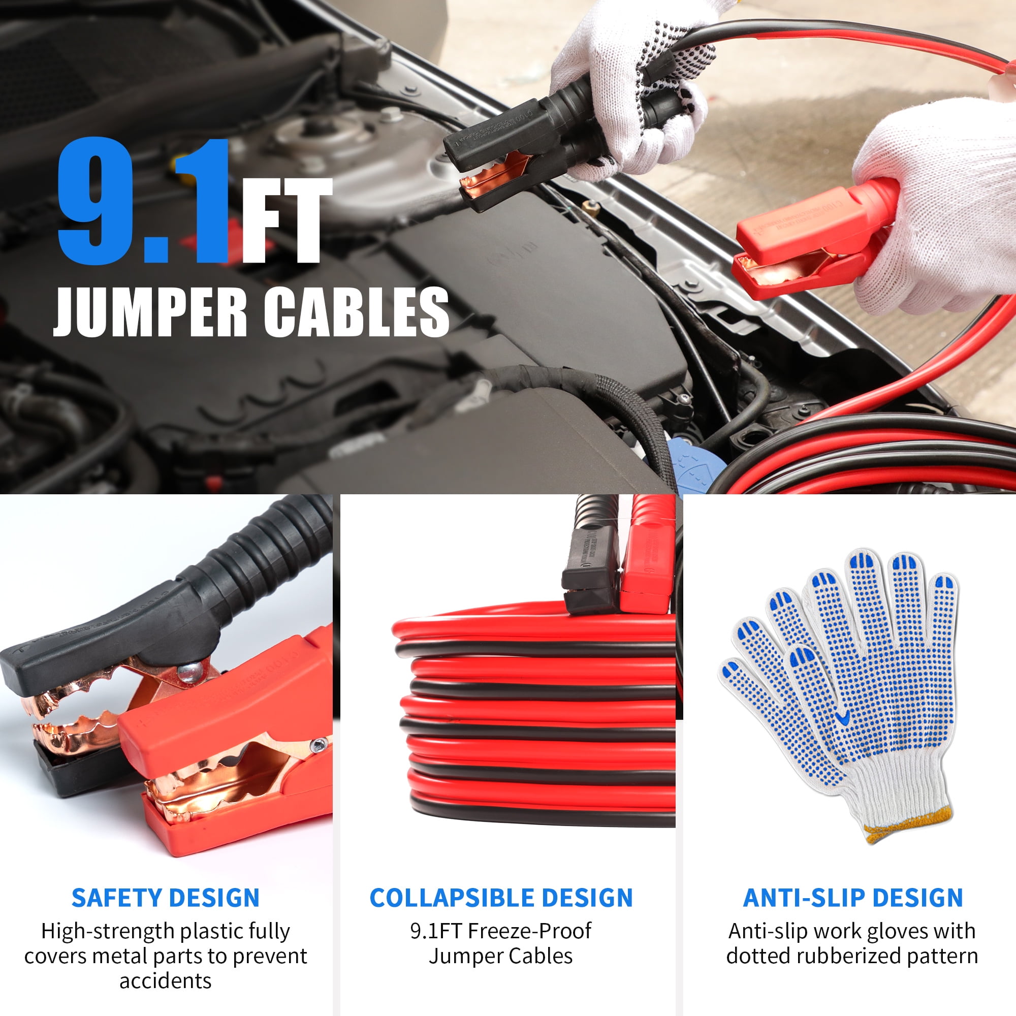 Car Emergency Kit – Roadside Emergency Kit with Jumper Cables & Safety Tools