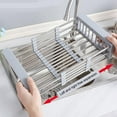 thumbnail image 4 of escurridor de platos en el fregadero Estante de secado de platos extensible, sobre el estante de platos del fregadero, fregadero o escurridor de platos, acero inoxidable Fanmusic  escurridor de platos en el fregadero, 4 of 7