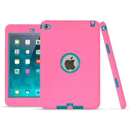 iPad mini 4 Case, Dteck Shockproof Three Layer Heavy Duty Full Body Protective Case For iPad mini 4 Case Rose
