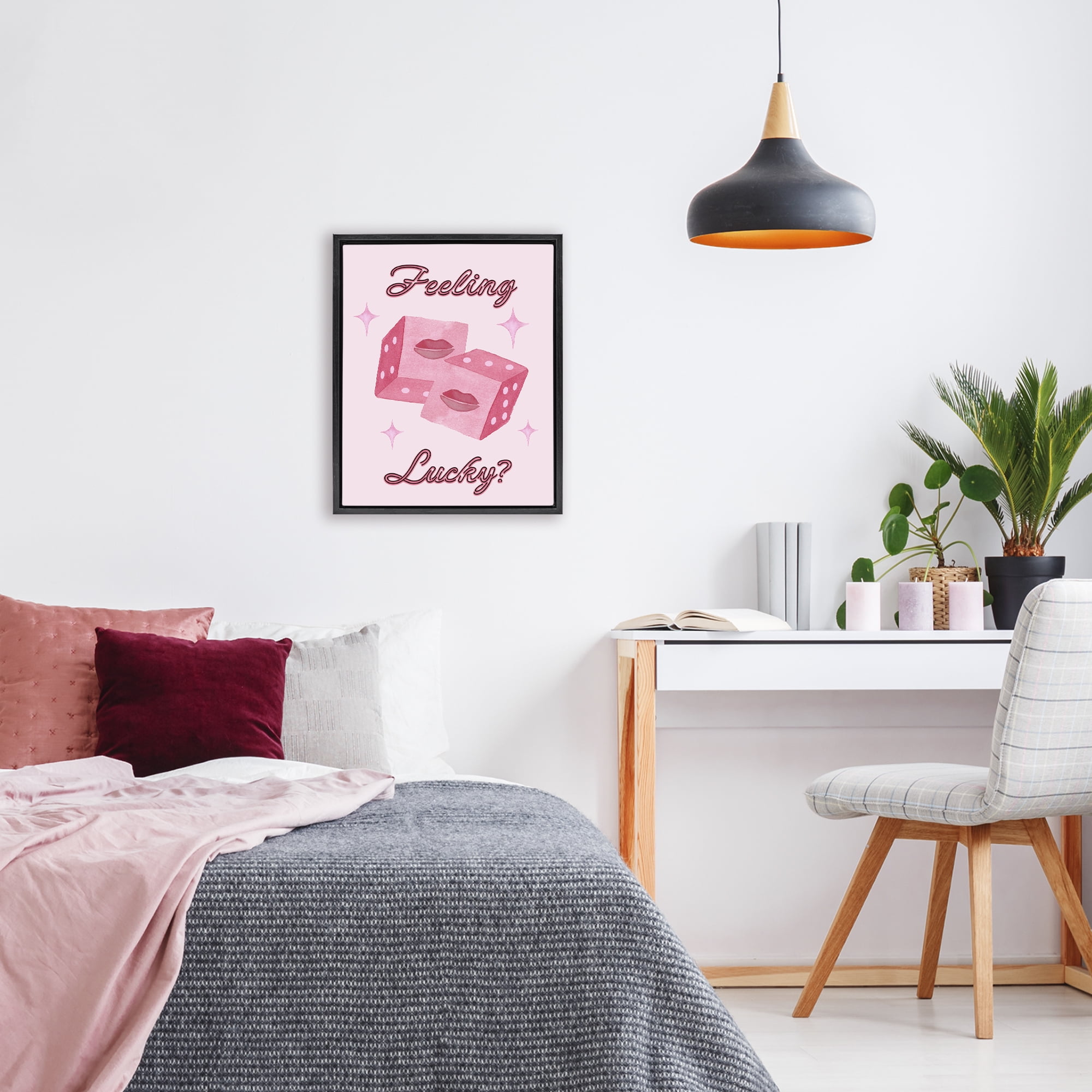 Feeling Lucky? Dice Black Framed Floater Canvas Wall Art, design by Nina Jacobs