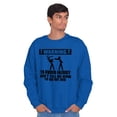 thumbnail image 3 of Warning To Avoid Injury Funny Cartoon Men's Big & Tall Crewneck Sweatshirt Brisco Brands 3X, 3 of 5