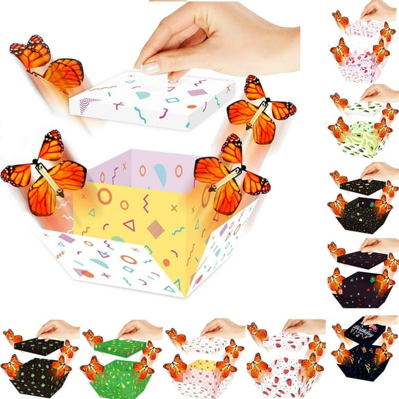Msgweeeg Small Gift Boxes Valentines Day Gifts for Her Polygonal Gift Box Surprise Box Flying Box Butterflies Box Explosion Holiday Gift Box