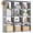 Grey, variant on Book Shelf, 12 Cube Storage Organizer, DIY Bookcase, Metal Cube Bookshelf,Tall Book case for Bedroom, Living Room,Office,Closet Storage Organizer, Grey Cubicle Storage Rack