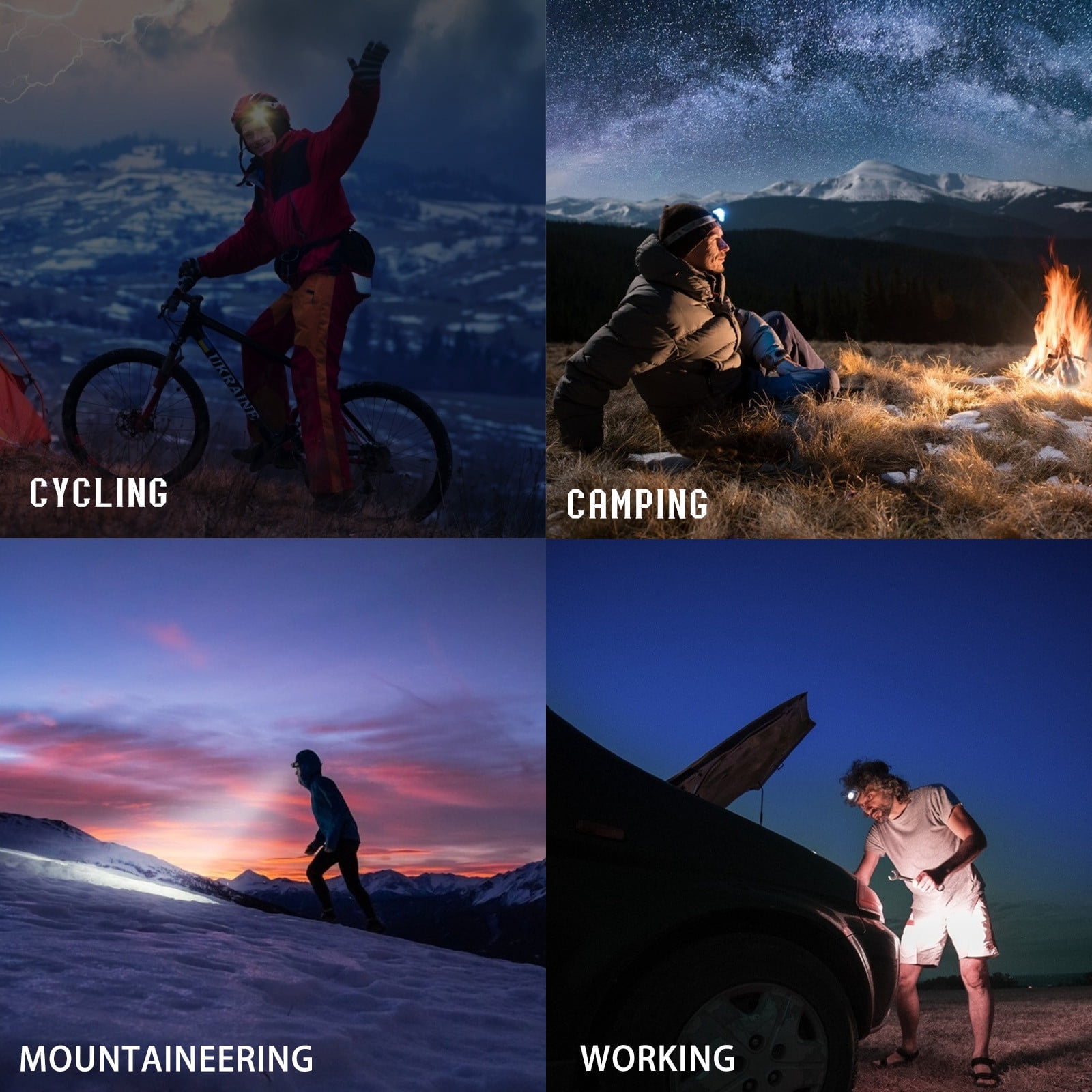 Tunhigl Savings COB Lighting Rechargeable Headband Wide Angle Headlight Outdoor Headlight