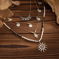 thumbnail image 5 of NICKSUN Vintage Boho Beaded Clavicle Chain Necklace Sun Pendant Stackable Necklace Long Multi-layered Bead Tassel Necklace Summer Beach Jewelry for Women, 5 of 8