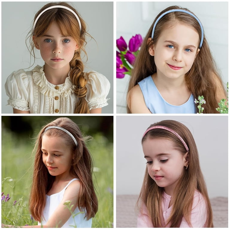 Thin Glitter Headbands for Girls, 4 Pack Non Slip Head band  display picture 3