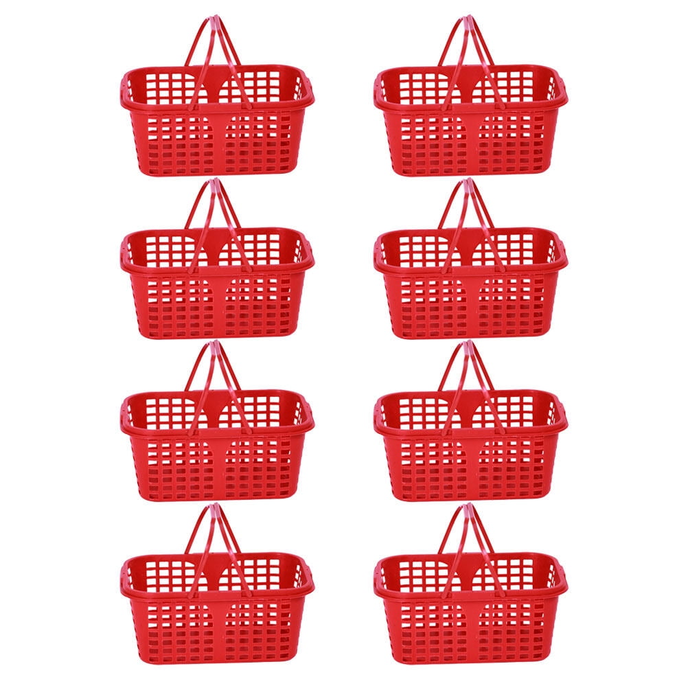 Storage basket 8Pcs Plastic Fruit Baskets Double Handles Storage
