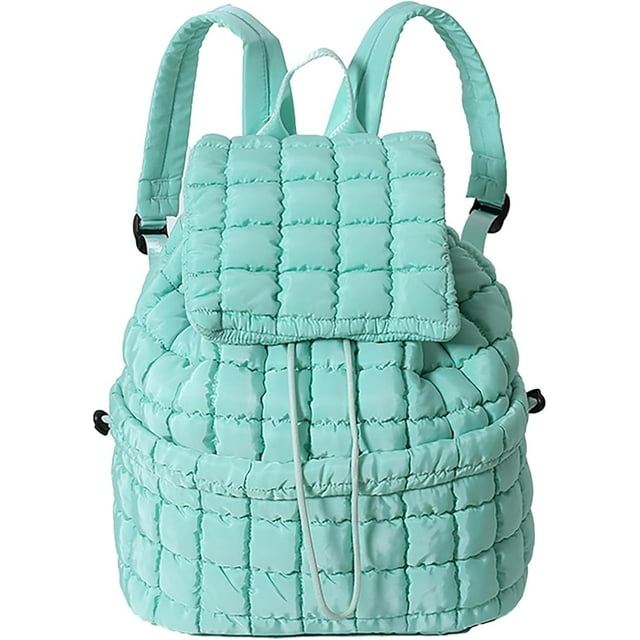 LHSHID Quilted Backpack for Women Lightweight Puffer Drawstring Padding Hiker Back Pack Travel Backpack College Gym Bag
