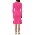 thumbnail image 3 of INSPIRE CHIC Women's Dress Boat Neck Half Sleeve Pleated Work Elegant Midi Dress L Hot Pink, 3 of 5
