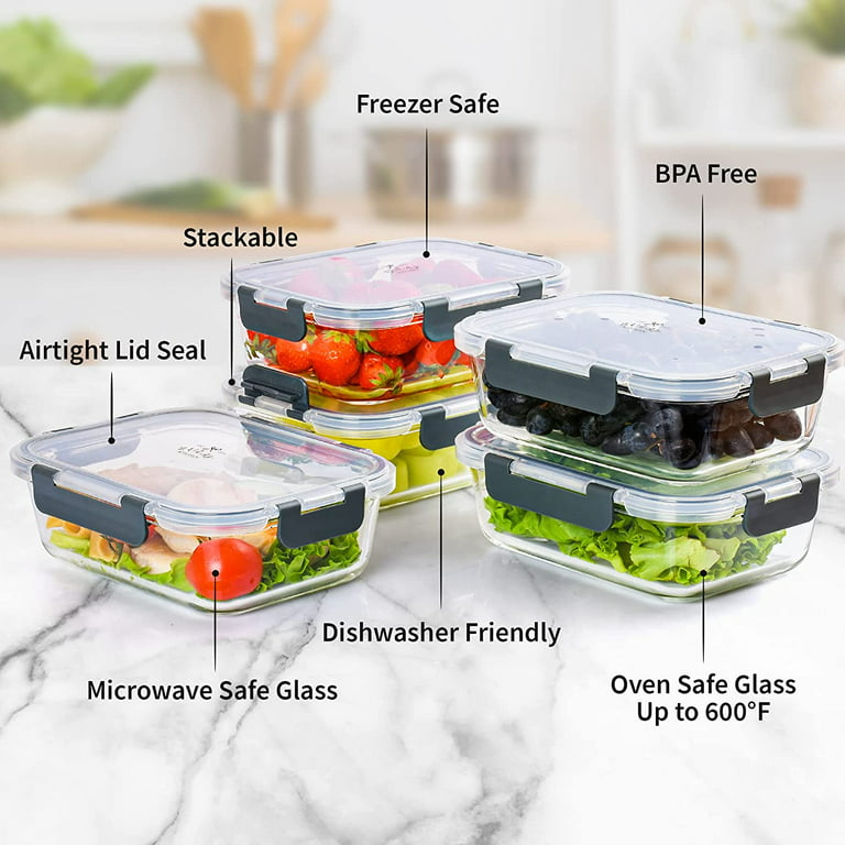 36 PCS Food Storage Containers Large, (18 Stackable Plastic Containers with  18 Lids) - 100% Airtight & BPA-Free & Microwave, Dishwasher Safe Food