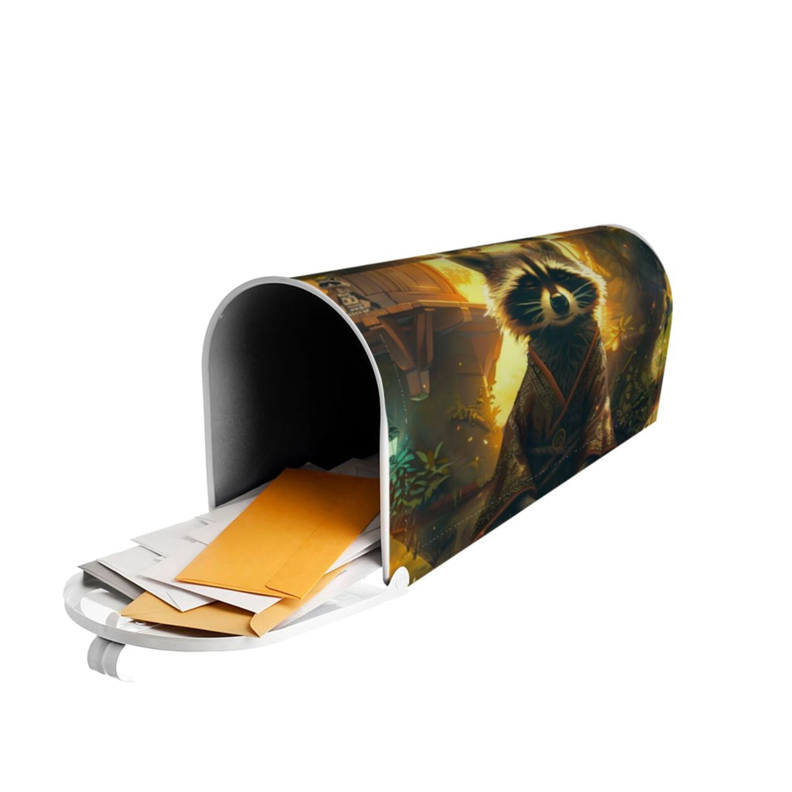 Naloa Tree Meditating Raccoon Mailbox Covers Magnetic Post Box Cover Post Letter Box Cover Garden Decor-21x18 in