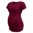 thumbnail image 2 of Women's Short Sleeve Maternity Shirt Side Ruched Pregnancy Tunic T-Shirt 3-Pack, 2 of 7