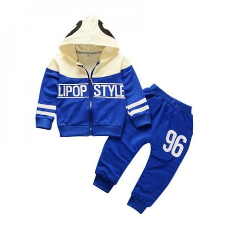 

SweetCandy Autumn Baby Boy Girl Letter Printing Hooded Jacket+Long Trousers Casual Clothes Set