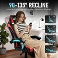 thumbnail image 5 of JaxShark Ergonomic Gaming Chair with Headrest and Lumbar Support for Adults Teens, High Back Reclining PU Leather Modern Red, 5 of 8