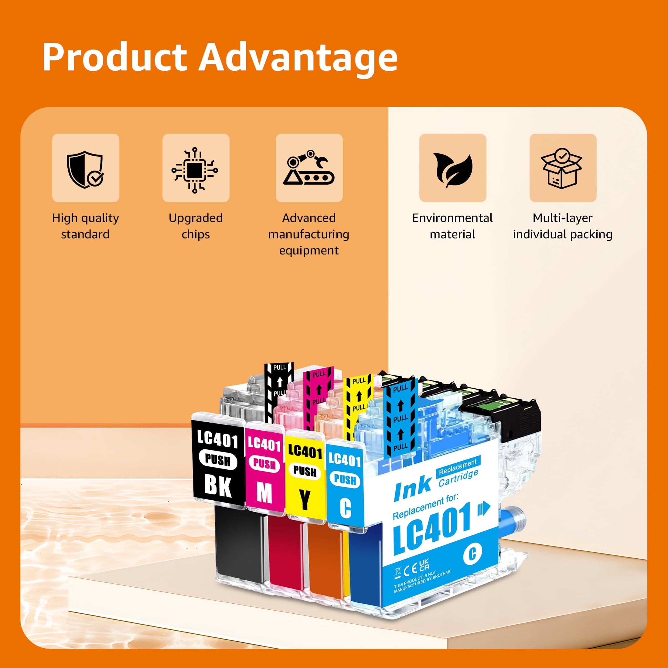LC401XL LC401 MFC-J1010DW Ink Cartridges for Brother Printer LC 401 401XL for MFC-J1010DW MFC-J1170DW MFC-J1012DW MFC-J1800DW MFC J1010DW - 4 Pack High Yields Black Cyan Magenta Yellow